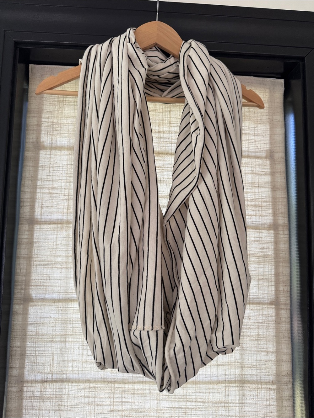 Striped Black & Cream Infinity Scarf